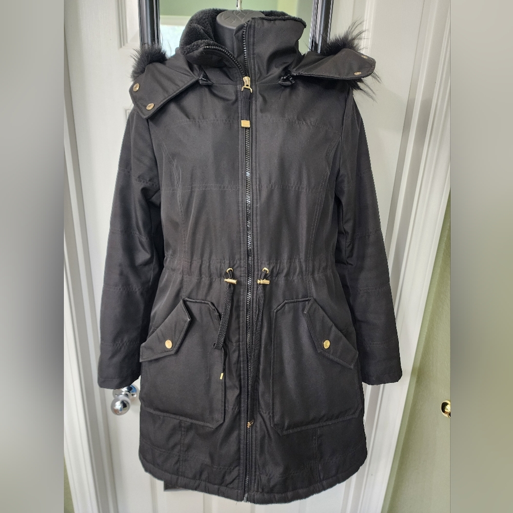 Women's Black Parka Coat Sz XS